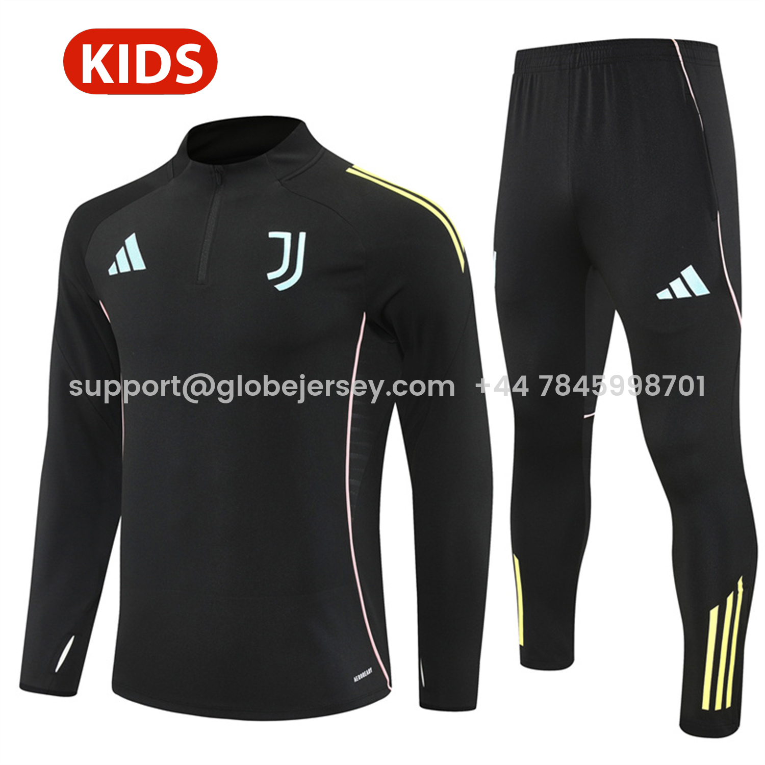 Juventus 25-26 Kids Long Sleeve Training Set - Black Top and Black Pants