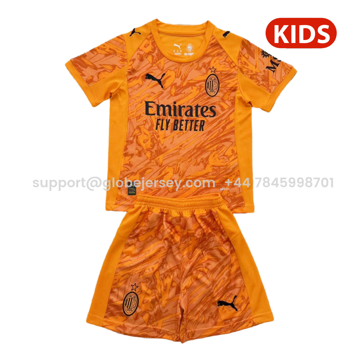 AC Milan 25-26 Orange Goalkeeper Kids Kit