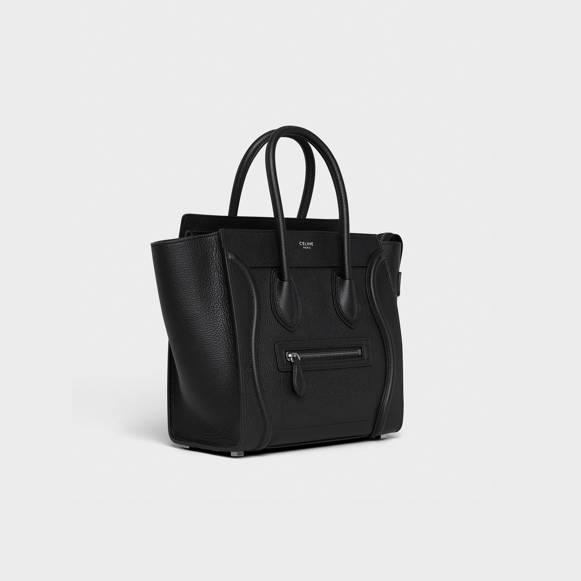 Luggage handbag in drummed calfskin