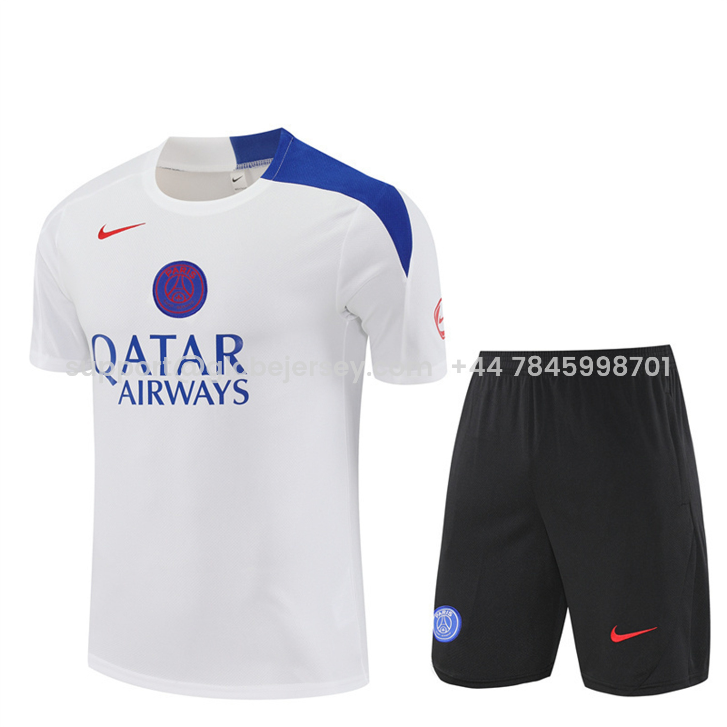 Paris Saint-Germain PSG 25-26 Short-Sleeve Training Set - White Top & Black Shorts