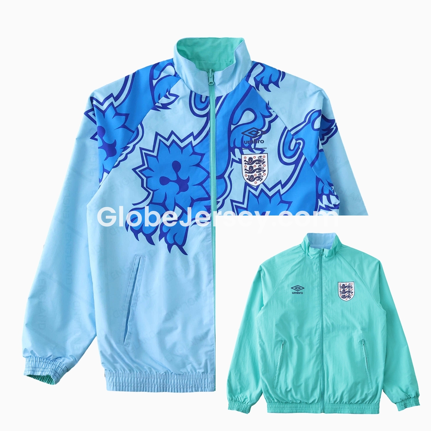 Retro England 1992 Third Double Sided Reversible Windbreaker - Blue & Green
