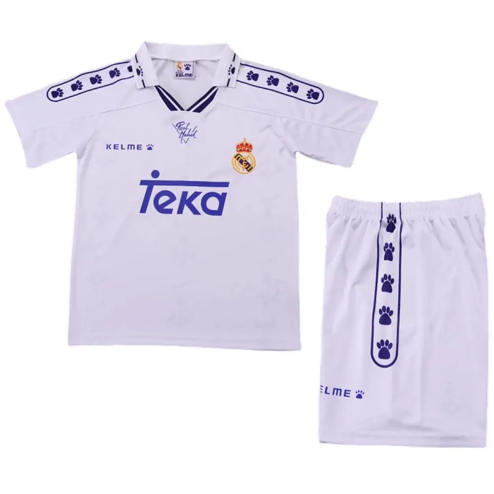 1994-96 Real Madrid Home Retro Children's Jersey Set - Fans Edition