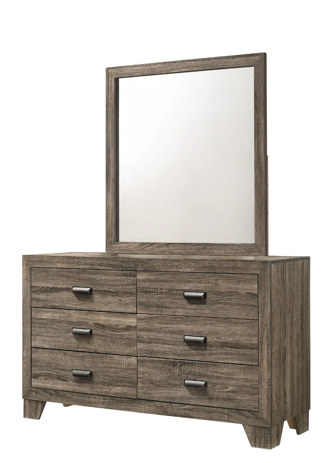 Beautiful Gray Finish 5Pc Full Size Upholstered HB Panel Bed Set Wooden Bedroom Furniture