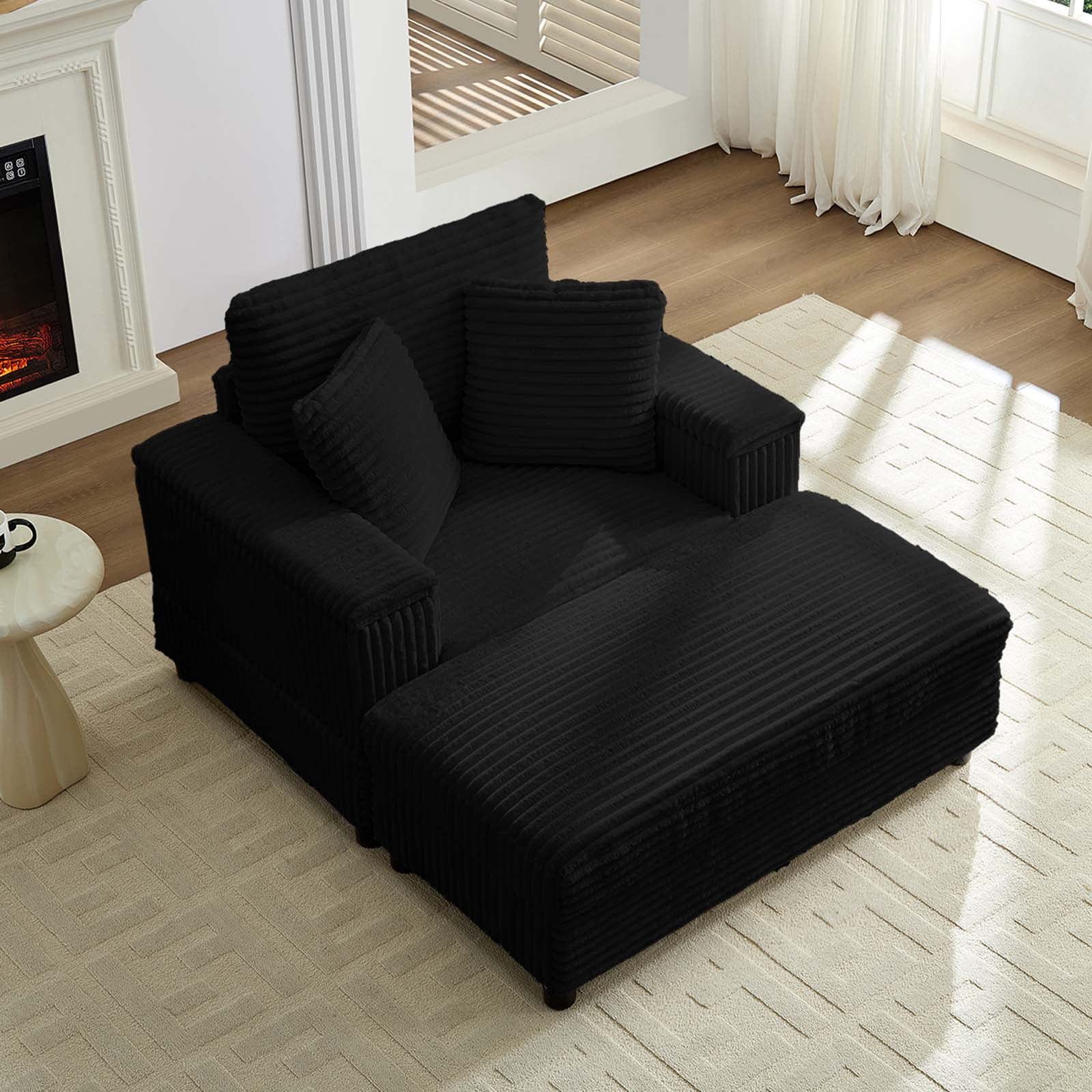 Mjkone Oversized Accent Chair?with Ottoman for Living Room, Single Indoor Lounge Sofa Armchair with Storage Armrests,Green