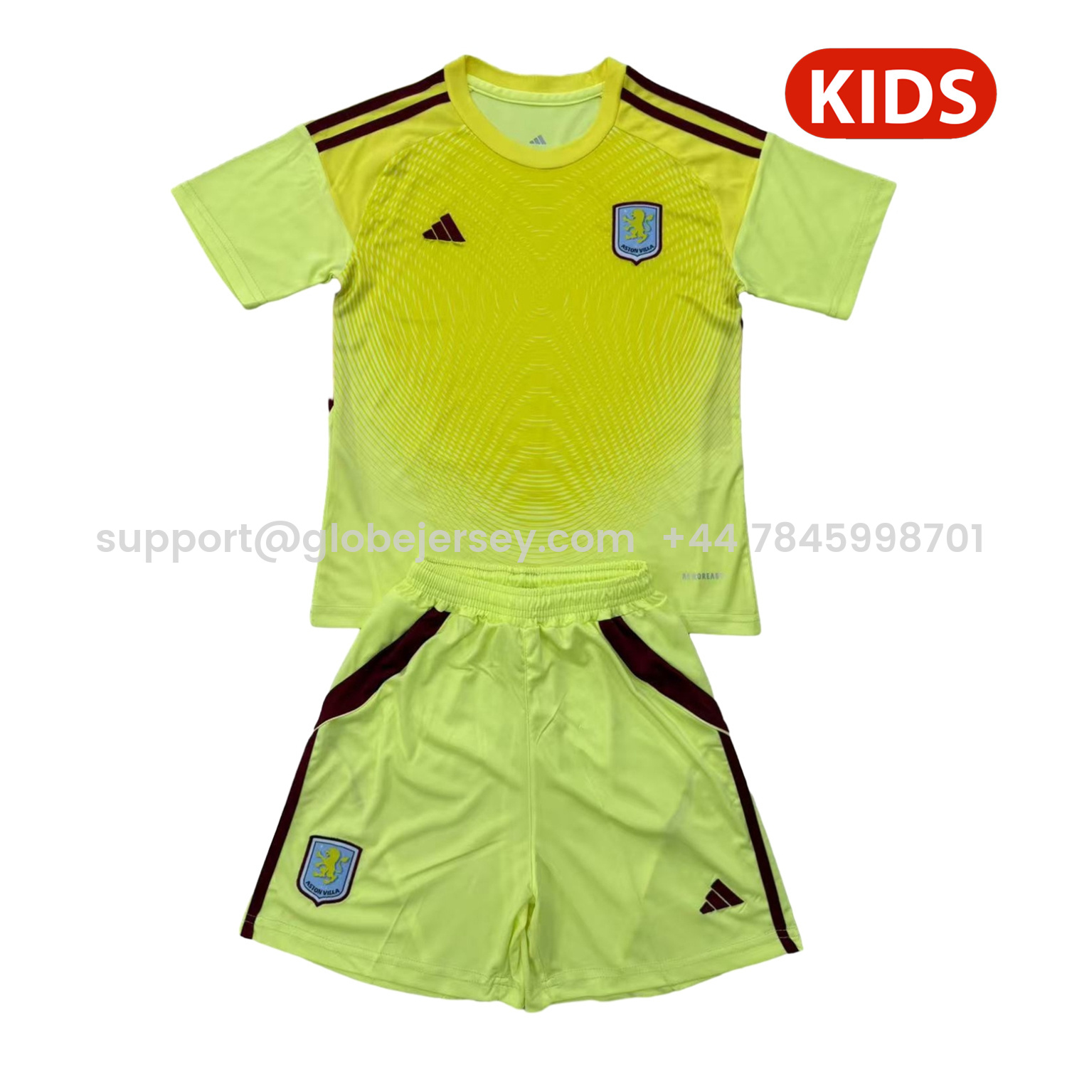 Aston Villa 25-26 Yellow Unsponsored Goalkeeper Kids Kit
