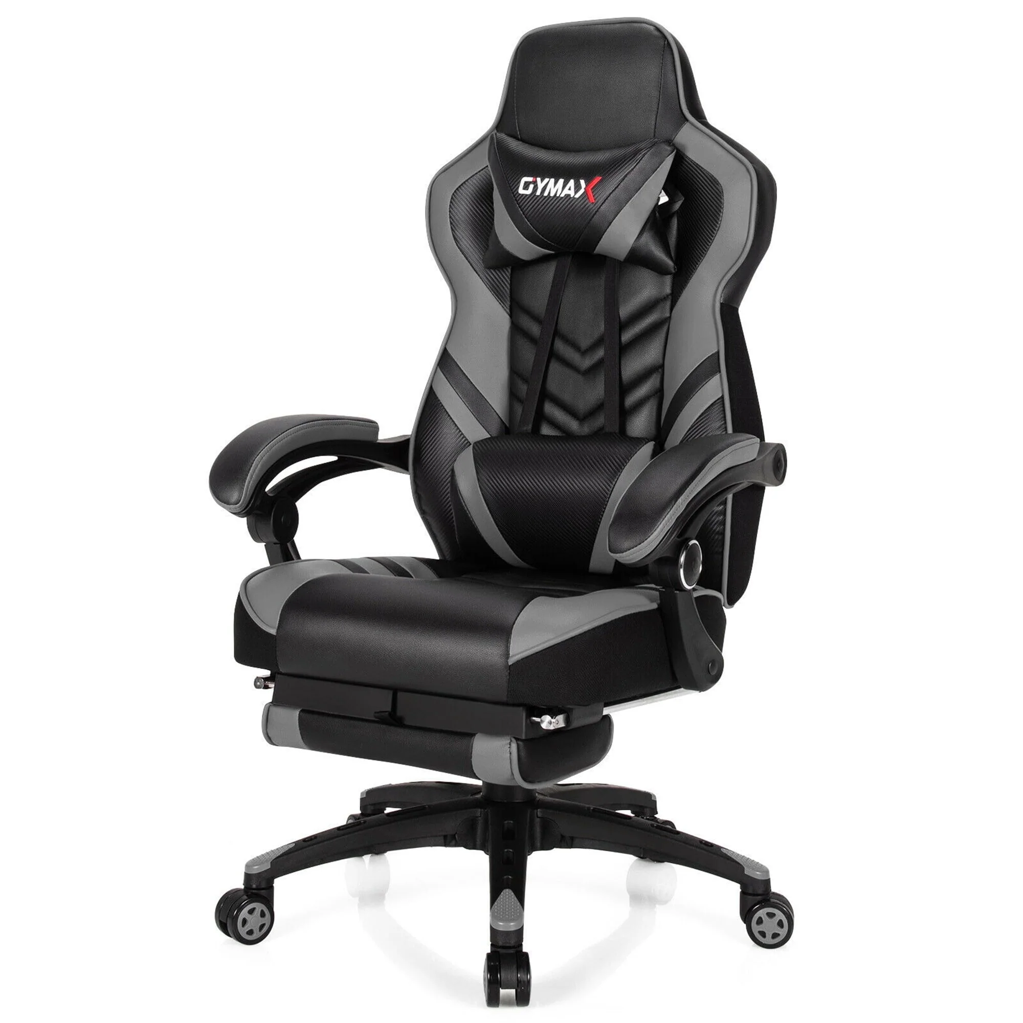 Gymax Office Computer Desk Chair Gaming Chair Adjustable Swivel w/Footrest Red