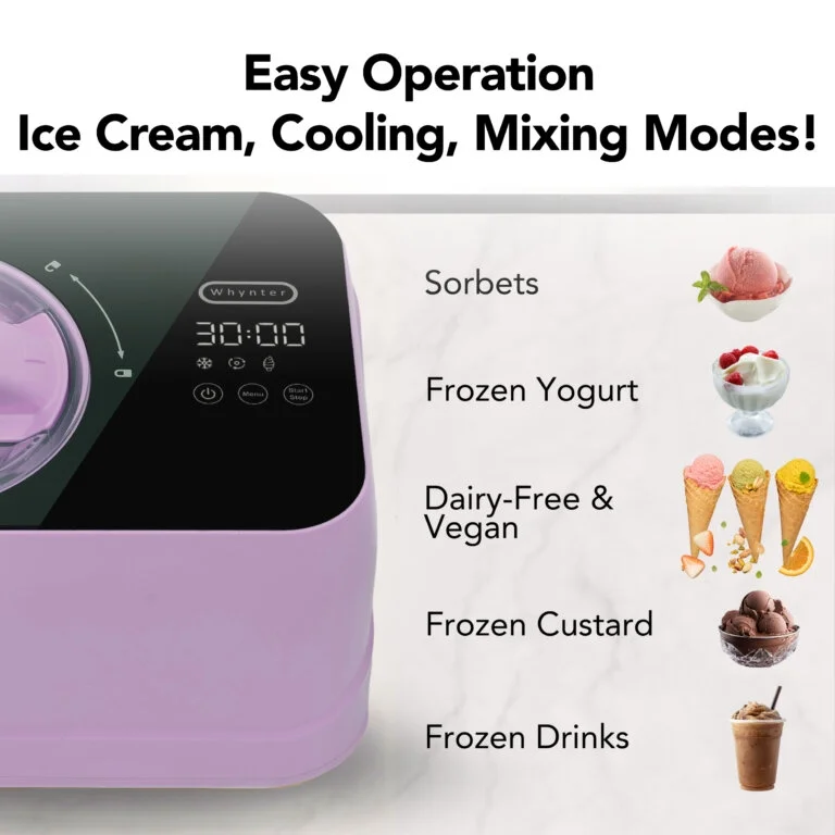 Whynter 0.8 Quart Compact Automatic Ice Cream Maker with Stainless Steel Bowl, Lilac Haze ICM-080-LH