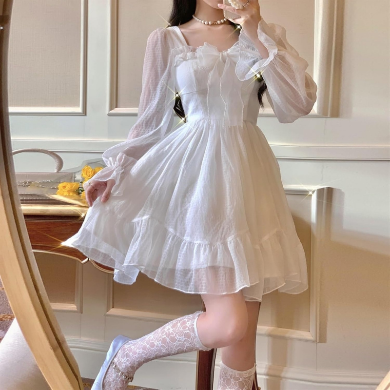 Lolita Dress White Kawaii Dress Women