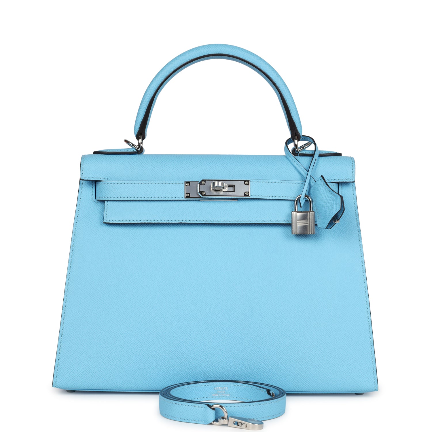 Kelly Sellier 28 Bleu Celeste Epsom Palladium Hardware