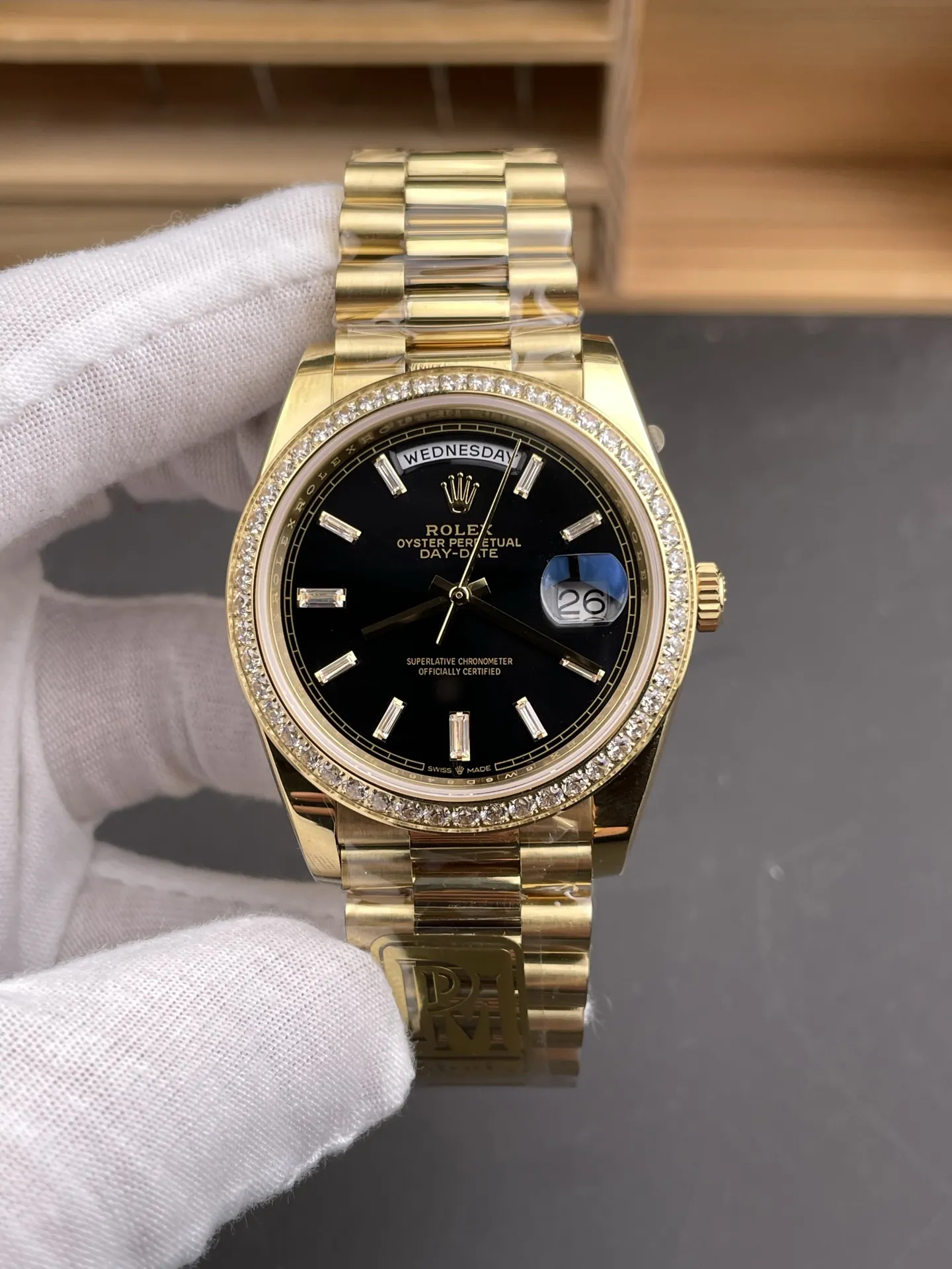 Rolex Day-Date Black Baguette Diamond 40mm