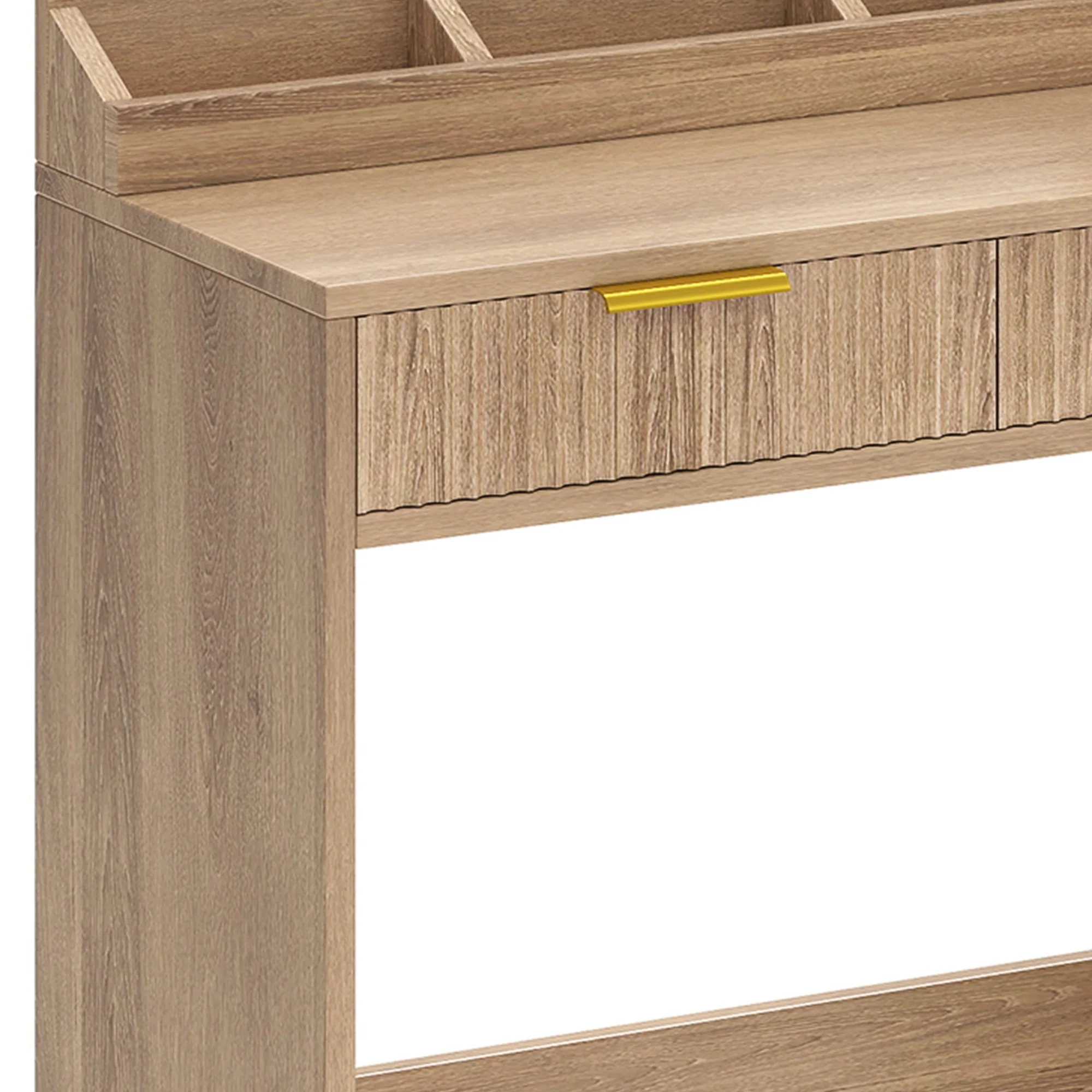 Craftian White Makeup Vanity Desk with Large Mirror and Lights, Dressing Table with 2 Storage Drawers & Power Outlets