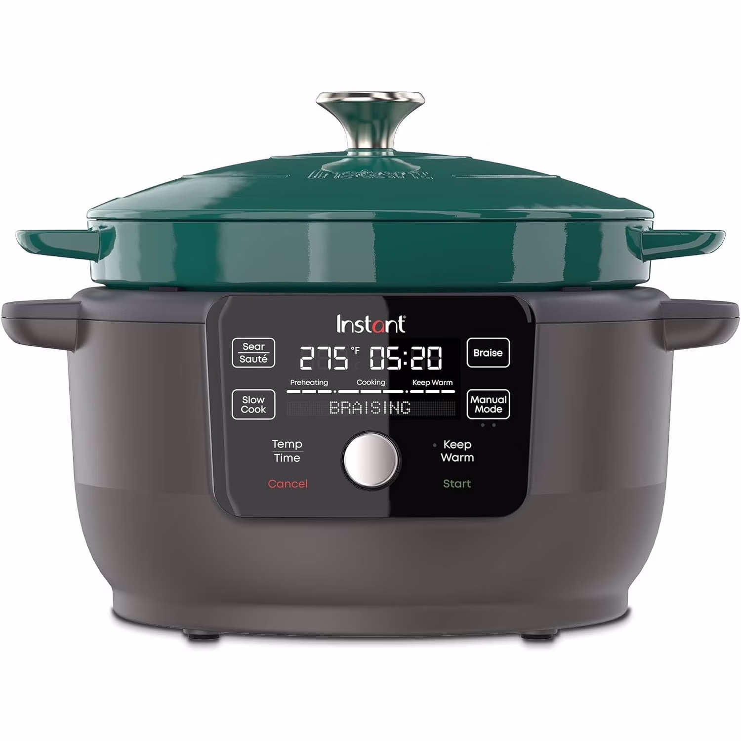 Instant Electric Round Dutch Oven, 6-Quart 1500W, From the Makers of Instant Pot, 5-in-1: Braise, Slow Cook, Sear/Saut��, Cooking Pan, Food Warmer, Enameled Cast Iron, Included Recipe Book, Green