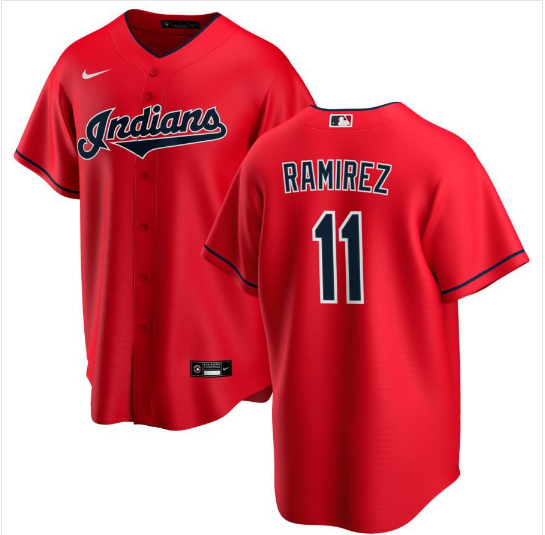 Mens Cleveland Indians Jose Ramirez Cool Base Replica Jersey Red