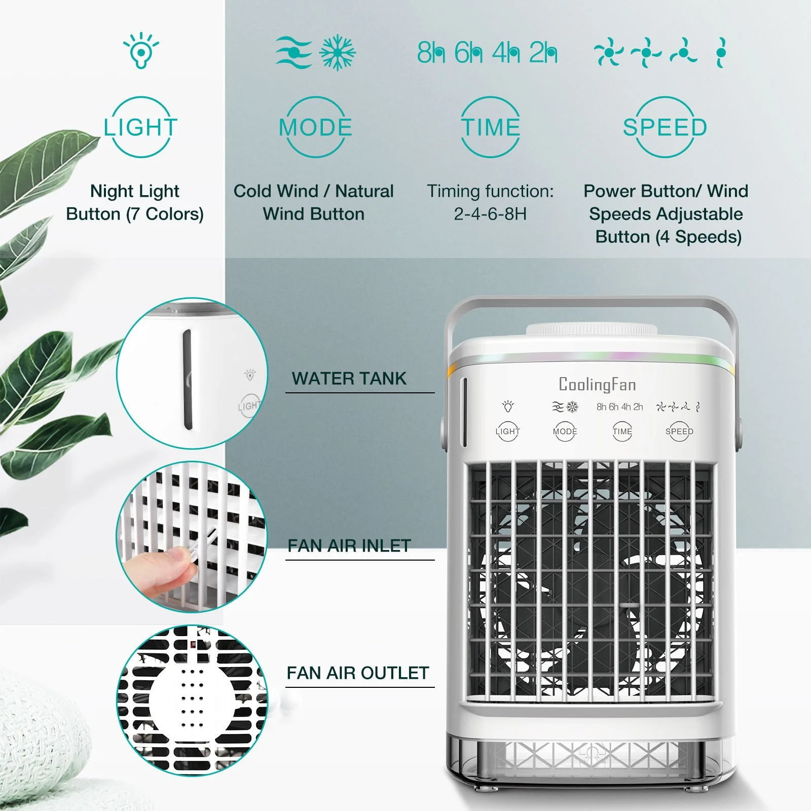4 In 1 Portable Air Conditioner Fan Personal Space Air Cooler Fan Cooler Desk
