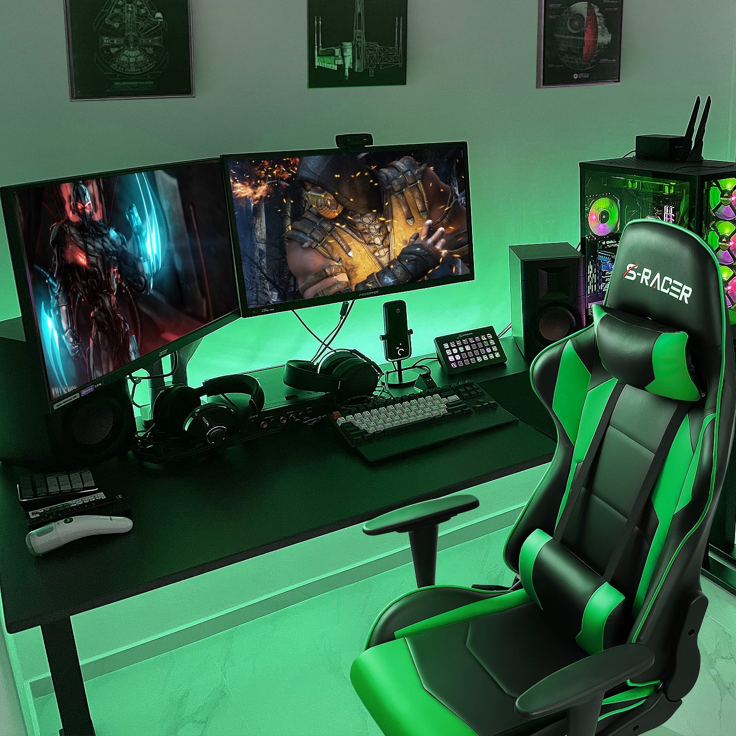 Homall Gaming Chair Office Chair High Back Computer Chair Leather Desk Chair Racing Executive Ergonomic Adjustable Swivel Task Chair with Headrest and Lumbar Support, Purple