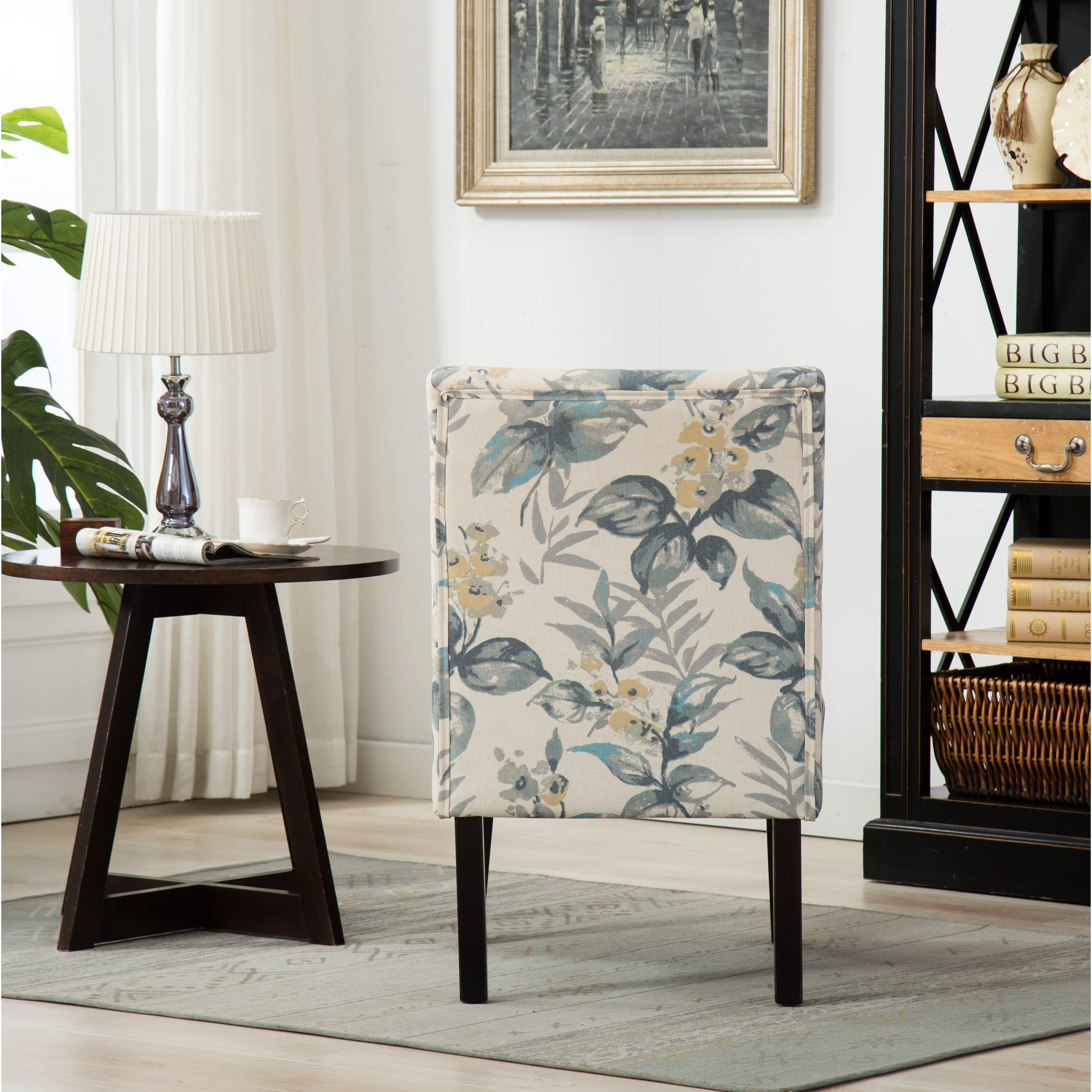 The Curated Nomad  Pavilion Upholstered Armless Accent Slipper Chair Natural Floral