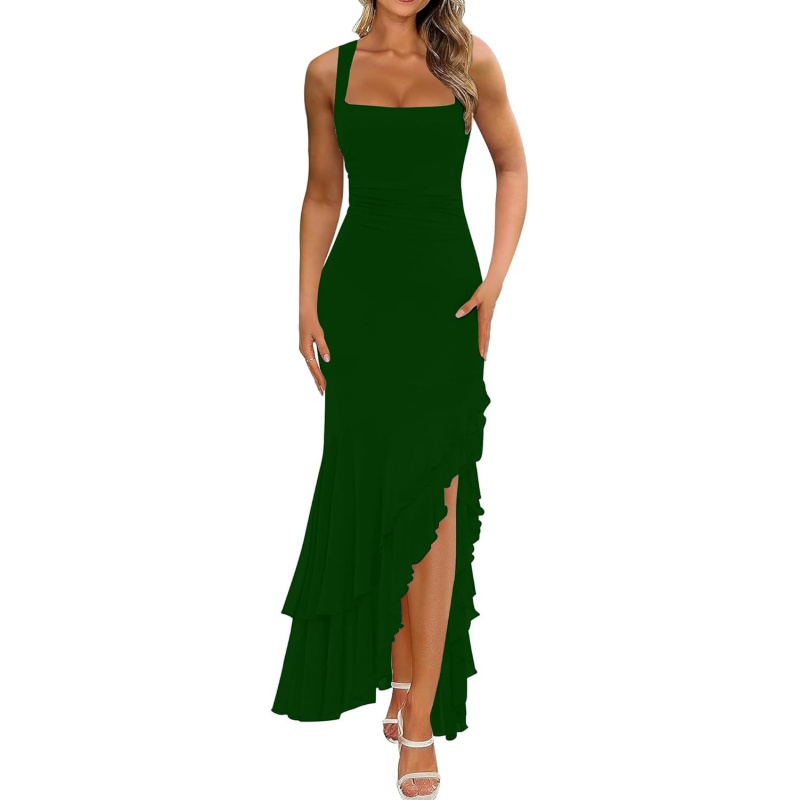 Women's Elegant Bodycon Ruched Maxi Cocktail