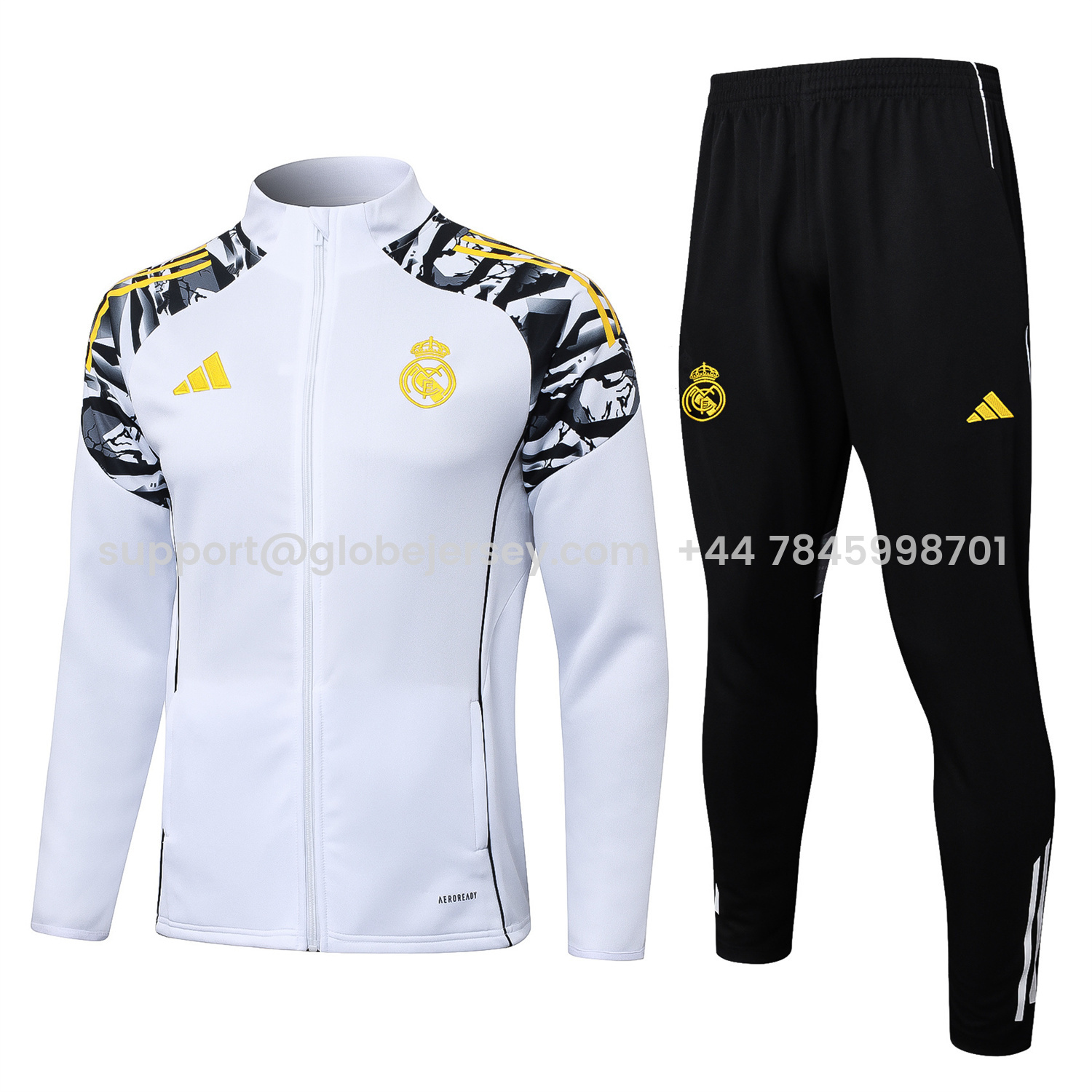 Real Madrid 25-26 Unsponsored Long Sleeve Training Set - White Top & Black Pants