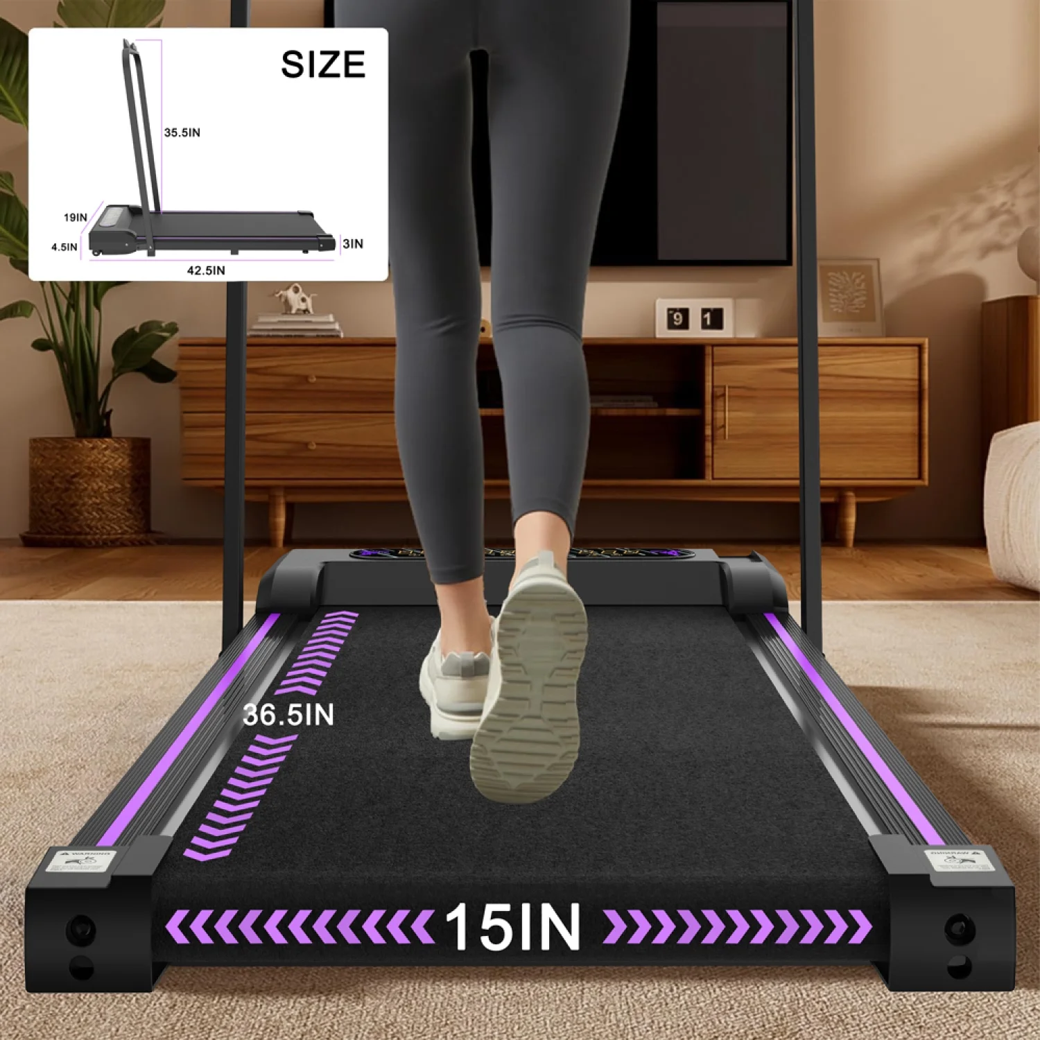 SWERTOY Walking Pad Running Machine Walking Machine for Home Under Desk Treadmill with LED Display and 12 Preset Programs 2.25HP Portable Treadmill Jogging Machine for Office Small Space