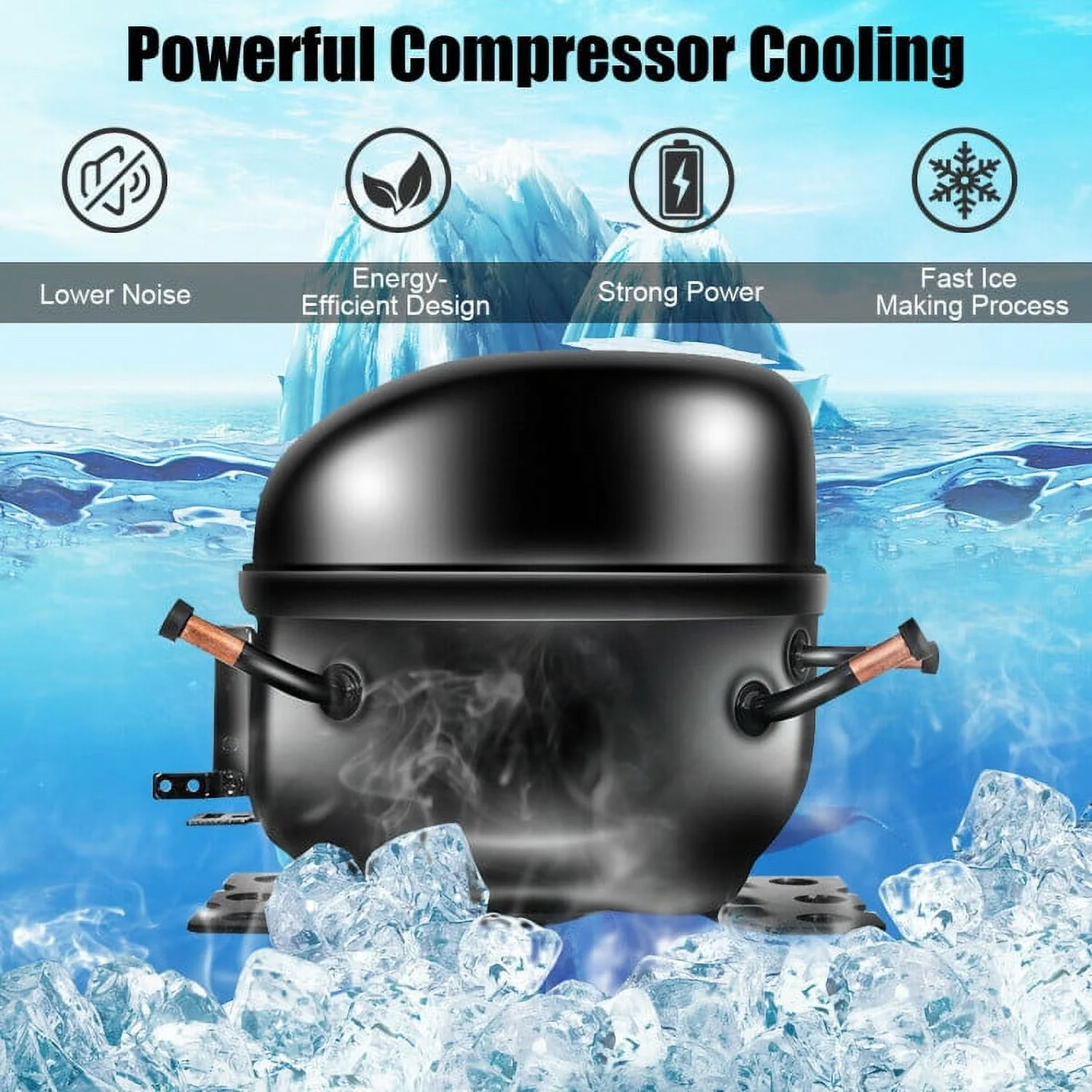 Resenkos Ice Maker Machine, Machine for Making Ice Cubes, 48 lbs Stainless Self-Clean Ice Maker with LCD Display