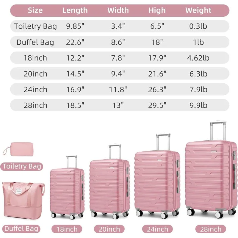 Luggage Sets 6 Piece with Duffel Bags, Hardside Expandable Suitcases with Spinner Wheels TSA Lock, Cream