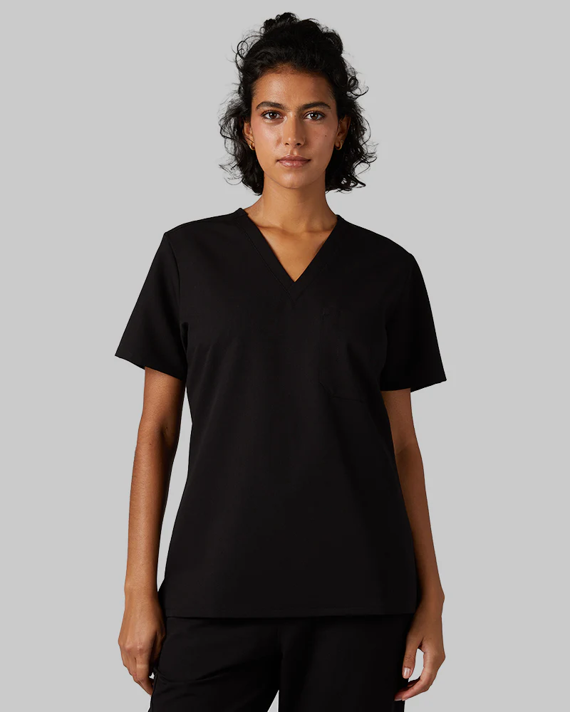 WOMEN'S CHEST POCKET V-NECK SCRUB TOP