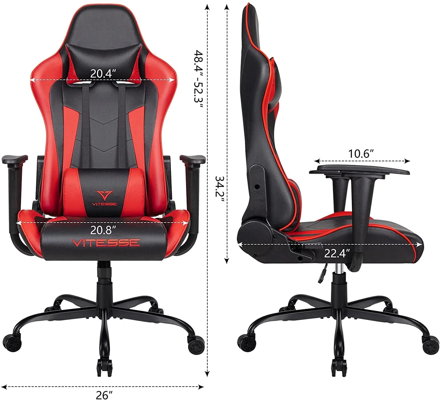 Vitesse gaming chair, 2022 Racing style gamer chair for teens,Comfortable High Back game chair,Lumbar Support and Headrest Computer Desk Chair with Height Adjustable Swivel Office Chair