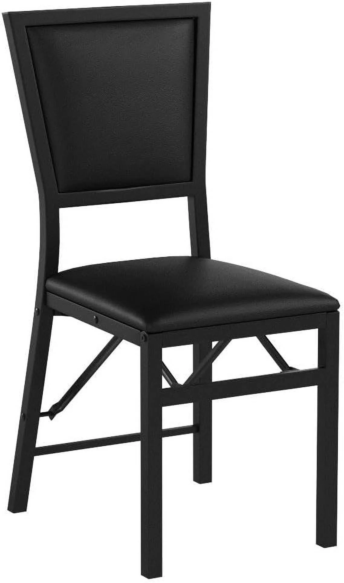 Giantex Folding Chairs Set of 2, Dining Chairs with Padded Seats, Sturdy Metal Frame, Floor Protectors, Space Saving Design, Foldable Dining Desk Chairs for Small Apartment, Extra Guests, Black
