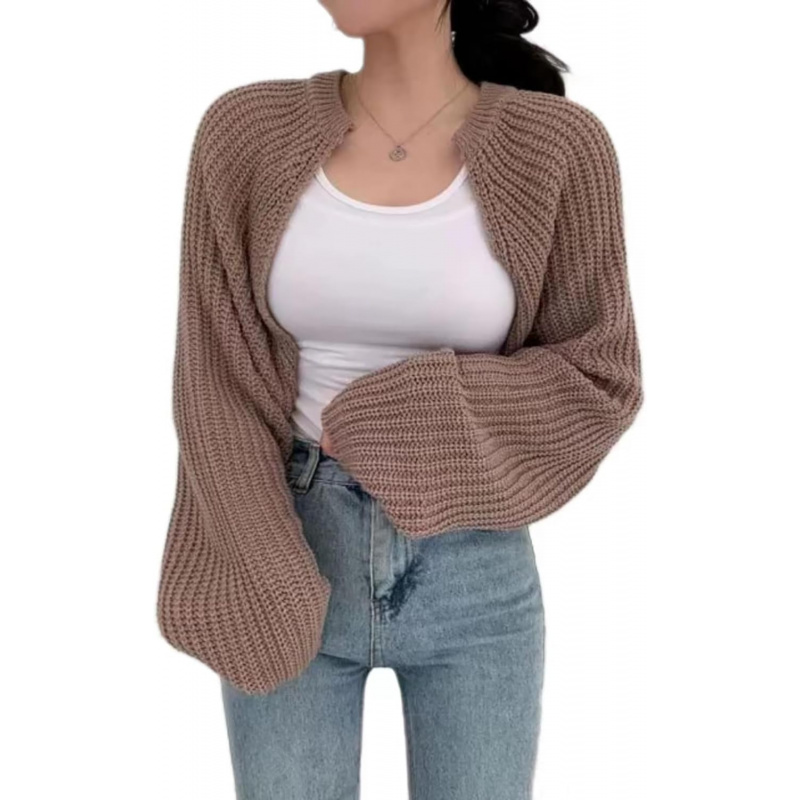 Women's Y2k Long Sleeve Open Front Crop Cardigan