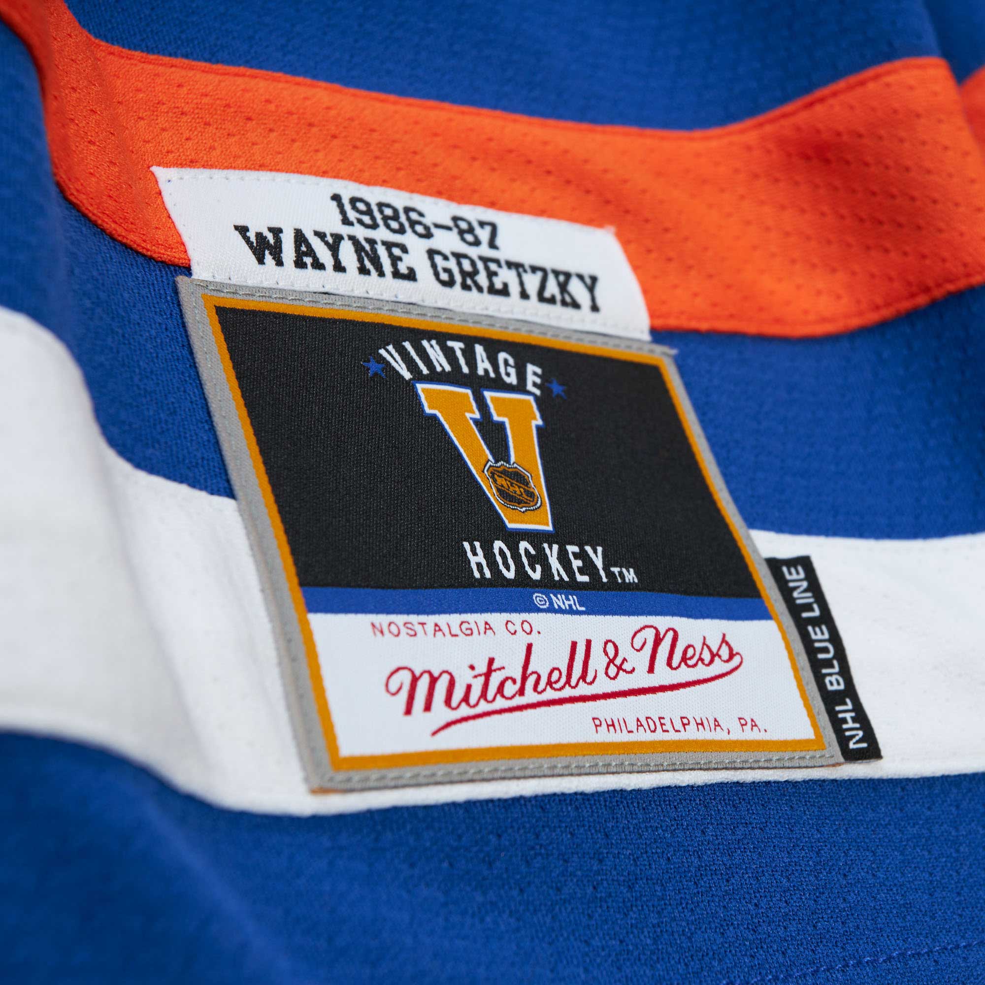 Wayne Gretzky Edmonton Oilers Mitchell & Ness Big & Tall 1986 Captain Patch Blue Line   Jersey – Royal