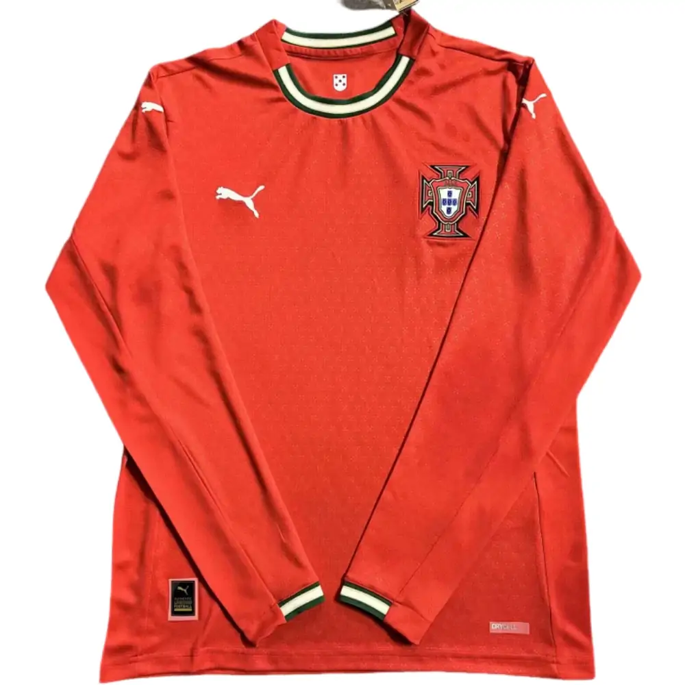2025-26 Portugal Home Long-Sleeve Jersey, 1:1 Thailand Version Quality - Fans Edition