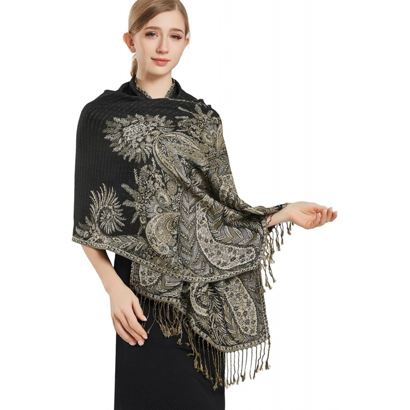 Silky Paisley Pashmina Shawl Scarf-Women's Soft