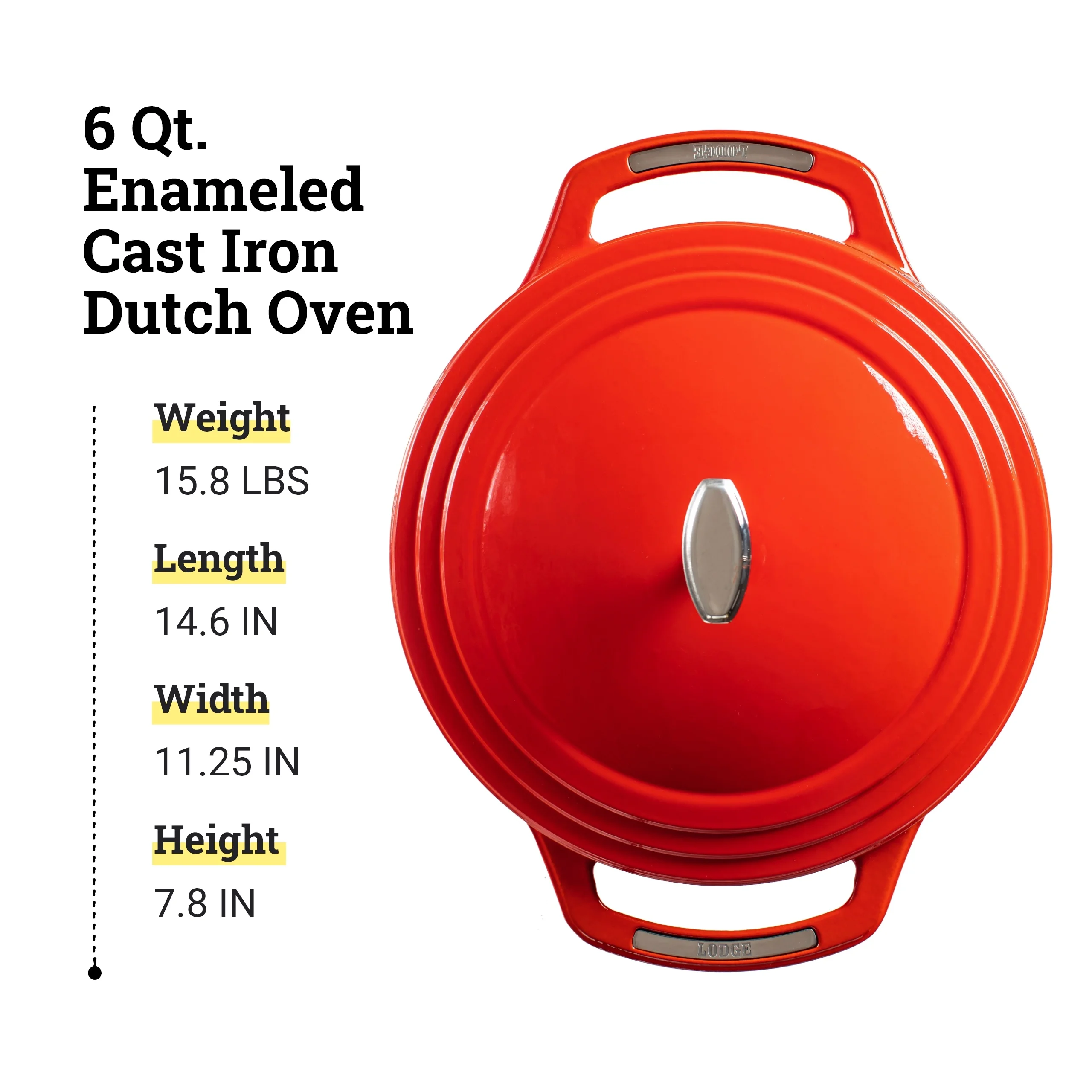 Lodge USA Enamel Dutch Oven, 6 qt., Red