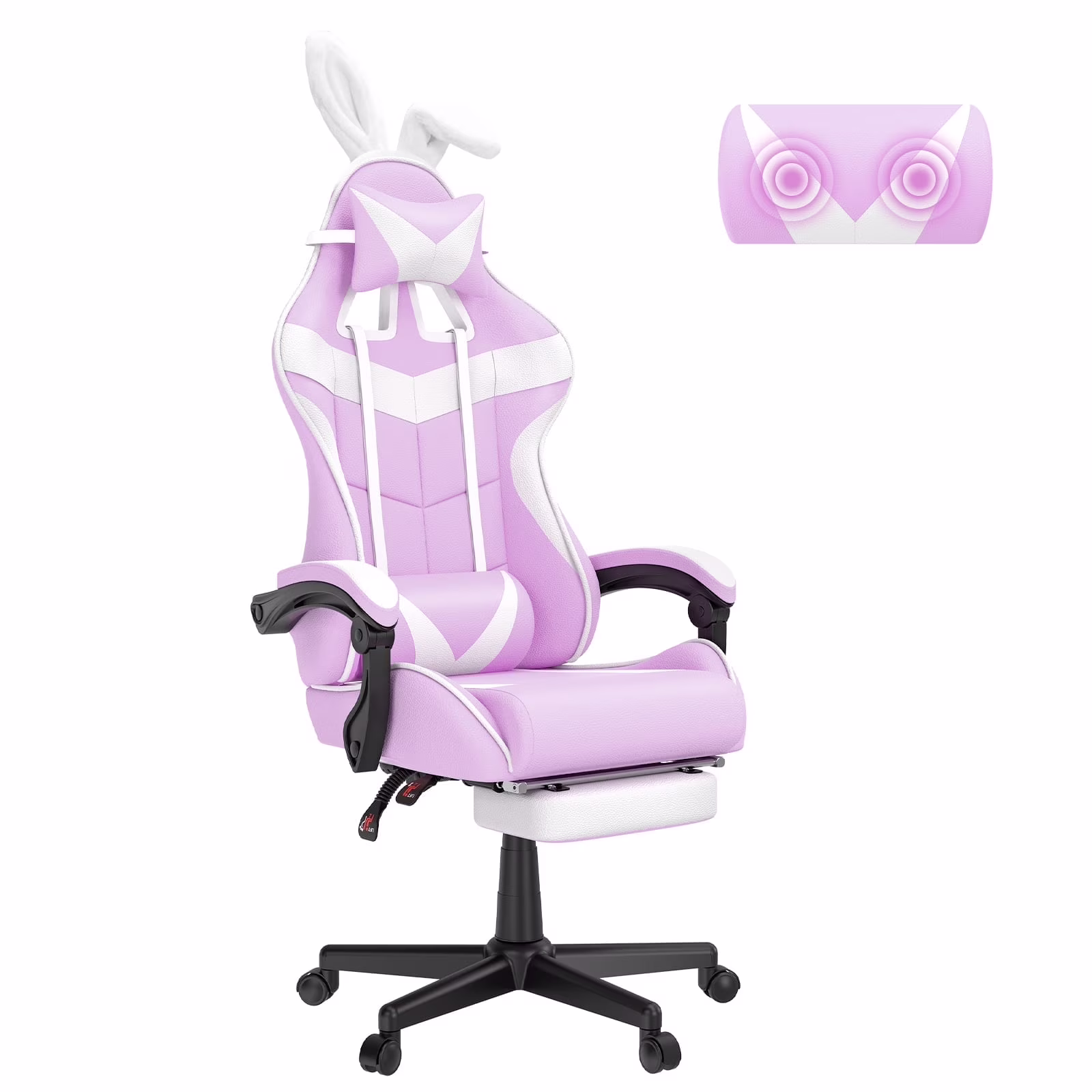 SOONTRANS Green Gaming Chair with Footrest, High Back Gamer Chair with Massage Lumbar Pillow, Gamer Computer Desk Chair (Green)