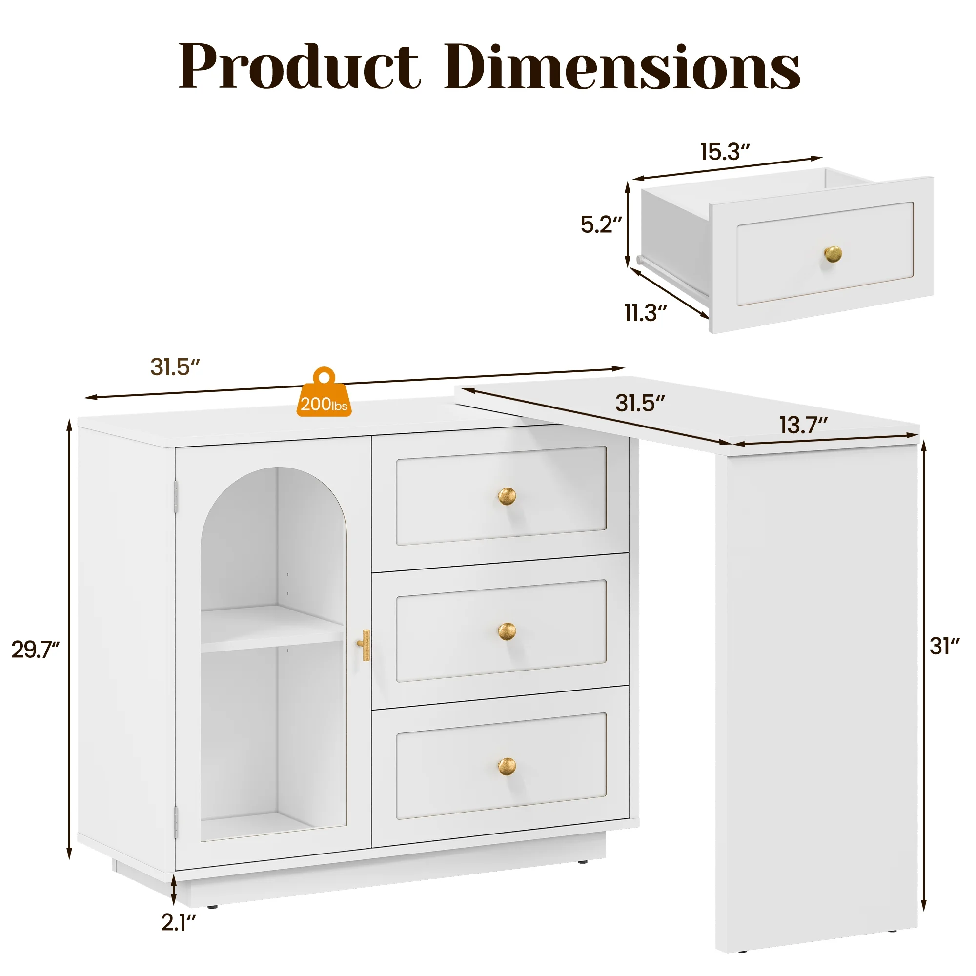 Heynemo Makeup Vanity with 3 Color Dimmable Lighted Hollywood Mirror, Vanity Table with 4 Drawers for Women Girls, Dressing Desk for Bedroom, Beauty Room, Brown