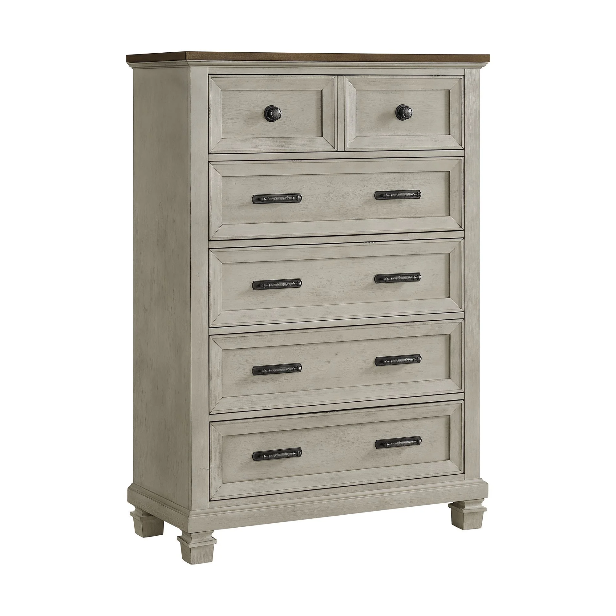 Picket House Furnishings Bloomfield Panel 5PC Bedroom Set - Medium Brown
