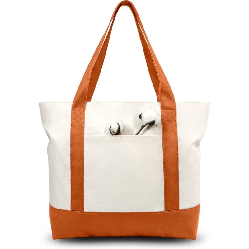 CANVORY 1-Pack Canvas Tote Bag with an External Pocket