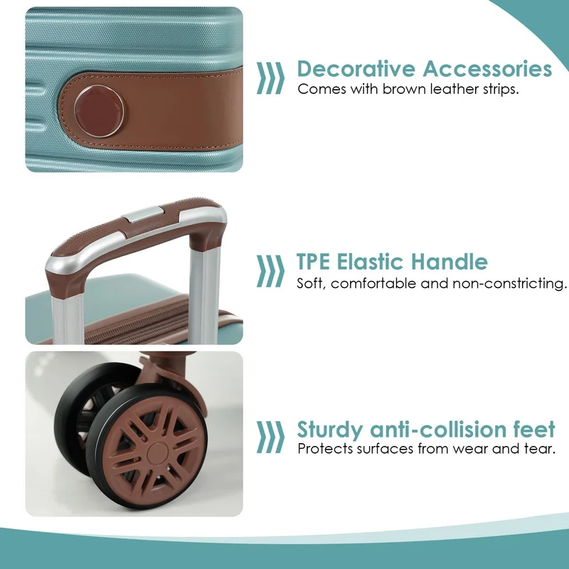 EBQOSK 4PCS Carry On Expandable Luggage Set with 4 Packing Cubes, 16/24/26/28 Inch Three-layer ABS Composite Suitcases with TSA Lock & 360°Spinner Wheels for Family Travel, Expand 25% Space Brown