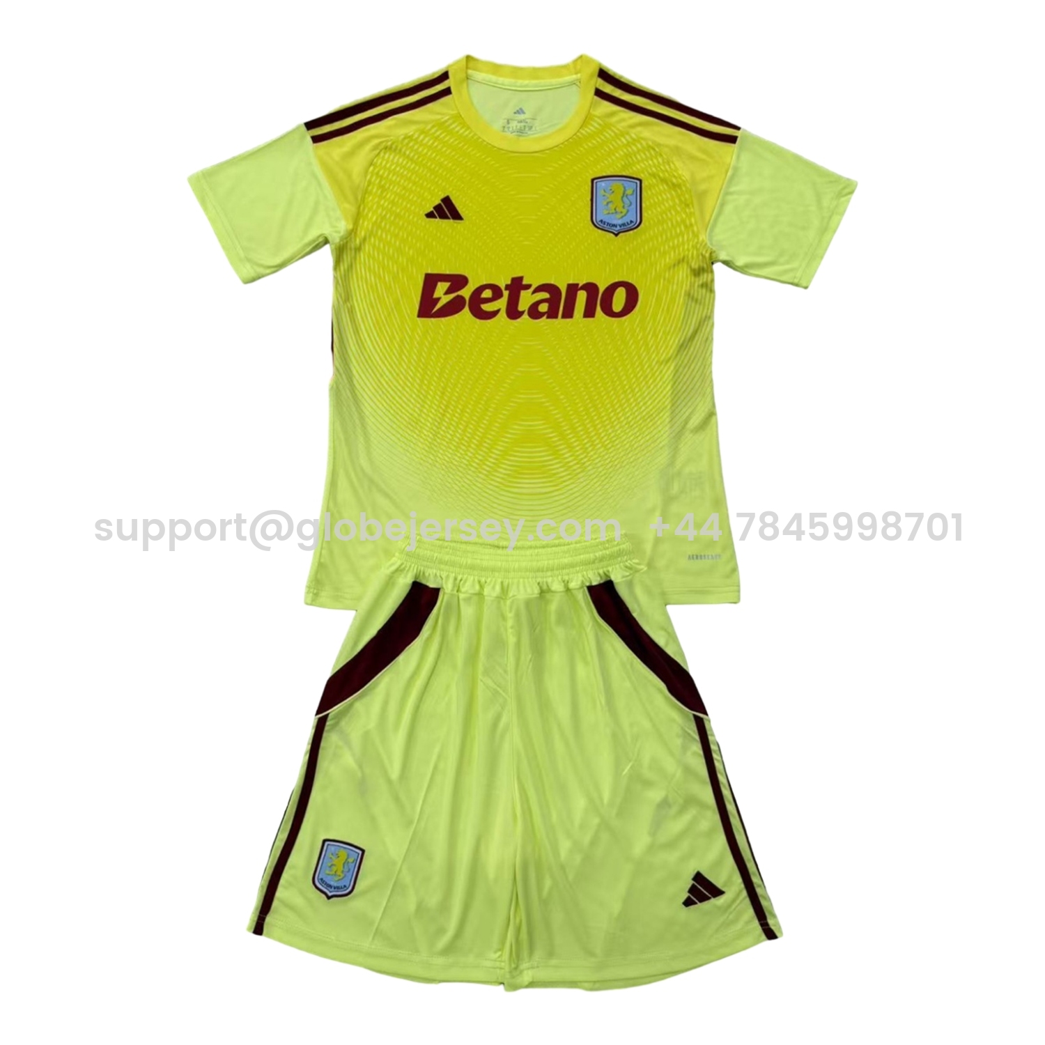 Aston Villa 25-26 Yellow Goalkeeper Men's Adult Jersey Set - Fans Version