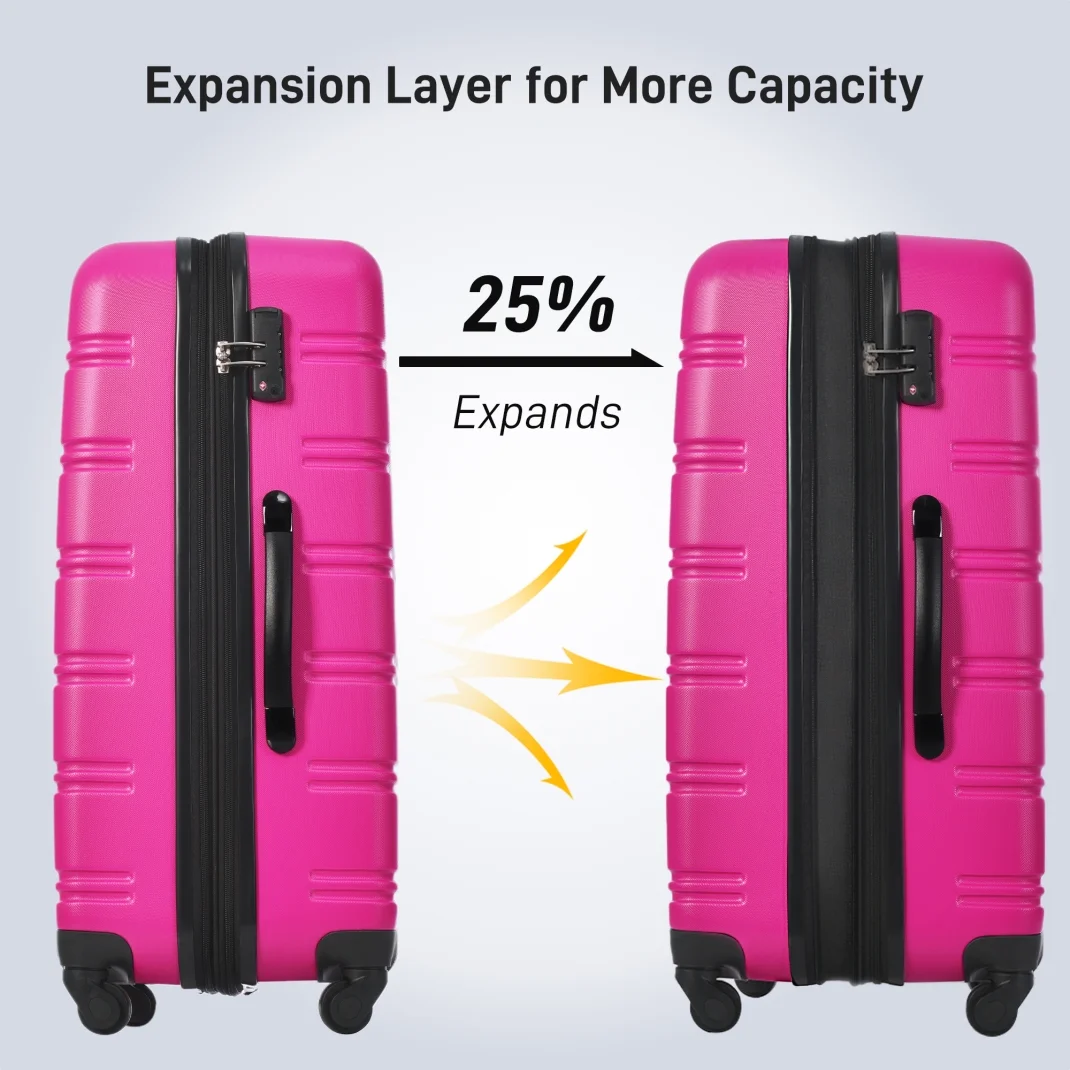 Luggage Sets 3 Piece, Hardside Expandable Ultra Durable PC Lightweight Carry On, Travel Suitcase Set with TSA Lock Spinner Wheels, Multicolor Purple
