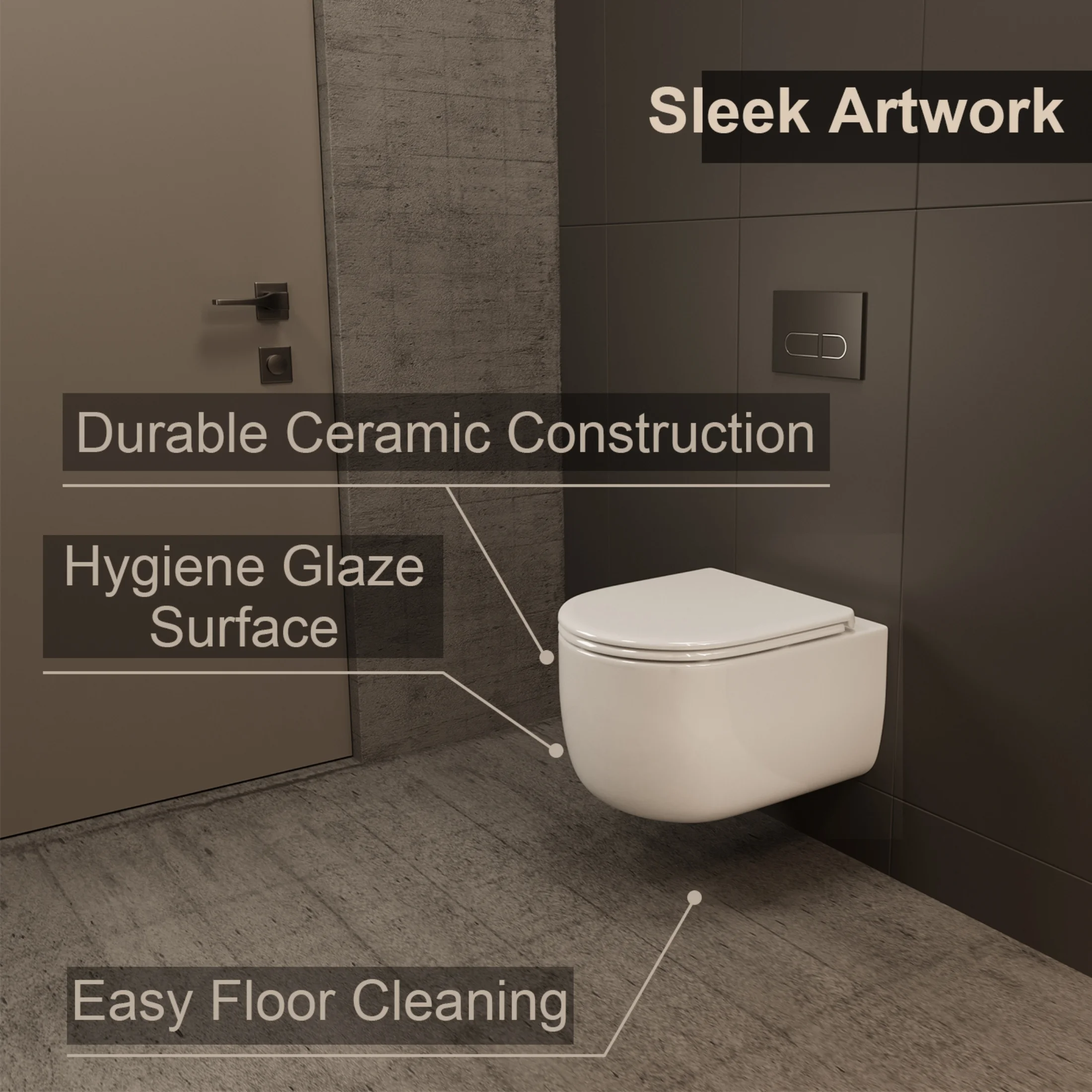 Los Flexi Compact Wall-Mount Toilet Set - Round Bowl, In-Wall Tank, Tornado Flush, Actuator Plate Included