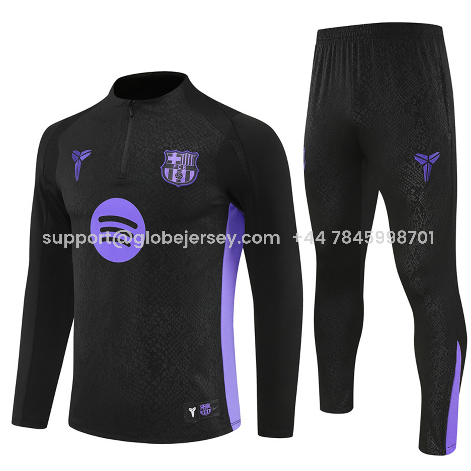 Barcelona 25-26 X KB Long Sleeve Training Set - Black Top & Black Pants