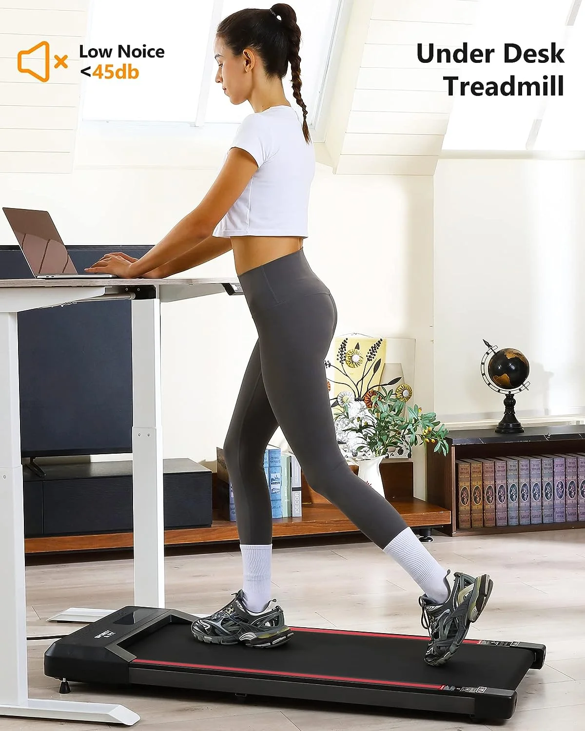 Zzistar Walking Pad Electric Treadmill, 2.5HP 0.6-3.8 mph Remote & Button Control Under Desk Treadmill with LCD Monitor