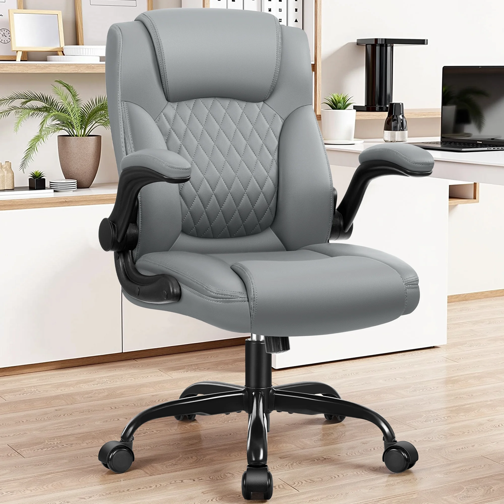 COOLHUT Leather Office Chair, Big and Tall Office Chair 400LBS Wide Seat Ergonomic Computer Desk Chair High Back Executive Leather Chair Adjustable Task Chair Lumbar Back with 8-Year Warranty, Black