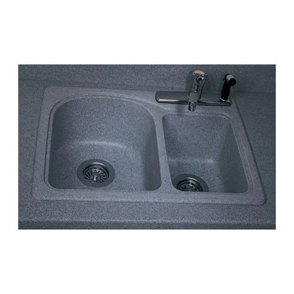 Dual Mount Composite 25x18x7.5 1-Hole Double Bowl Kitchen Sink in White