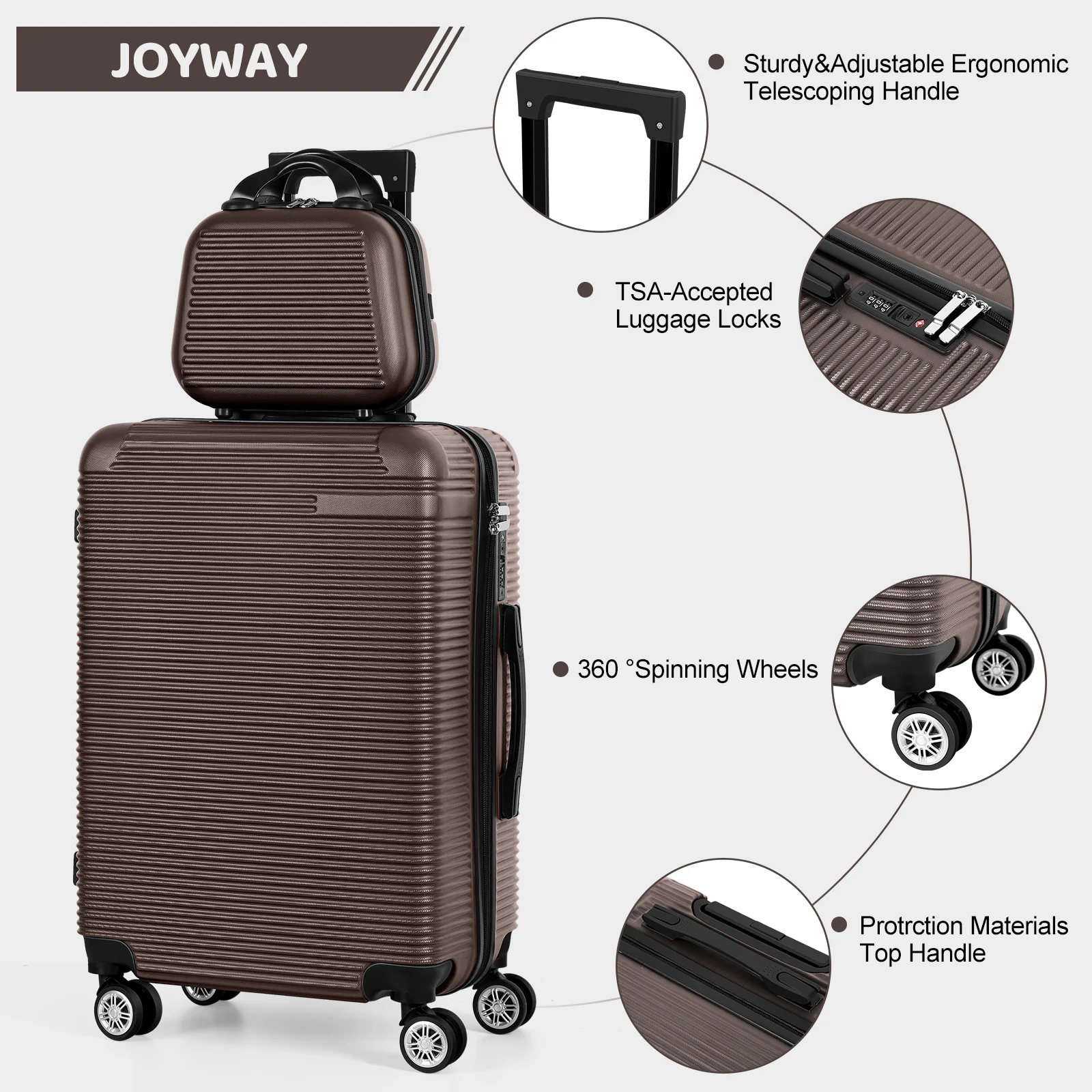 5 Piece Travel Luggage Set, 12