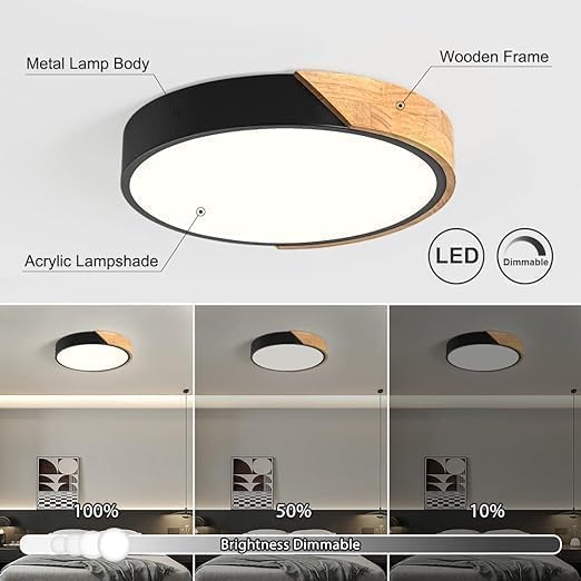 Modern Dimmable Wood Ceiling Light