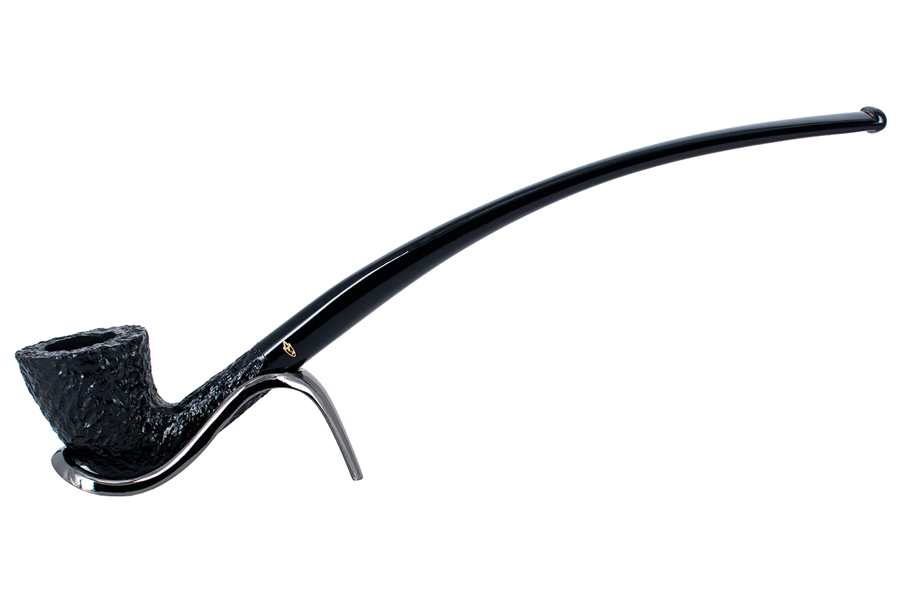 Savinelli Black Rusticated Churchwarden Briar Pipe - 921 6mm