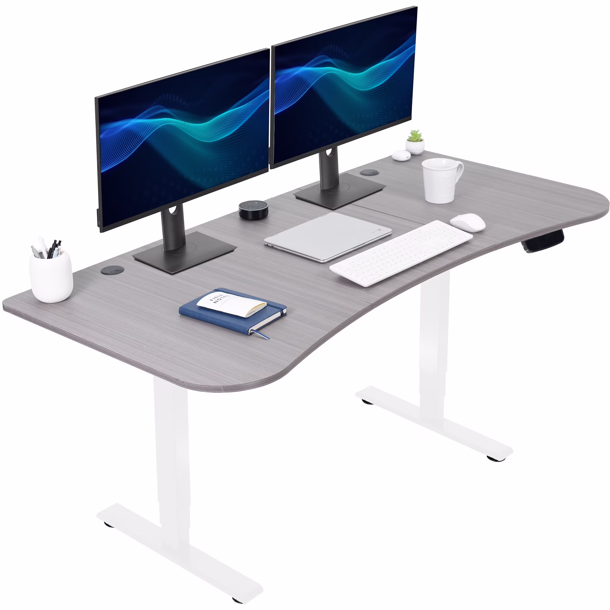 VIVO Reclaimed Wood / Black 63�?x 32�?Electric Height Adjustable Stand Up Desk