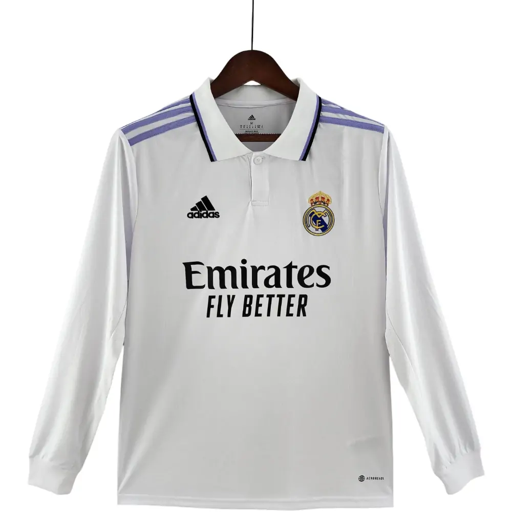 2022/2023 Long Sleeve Real Madrid Home Jersey - Fans Edition